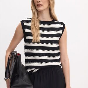 Black and White Striped Sleeveless Sweater size XL